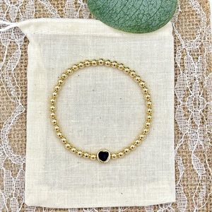 Custom Gold/Enamel Heart Bead Bracelet